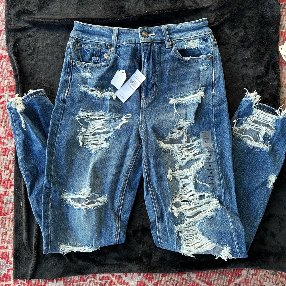 American Eagle Outfitters Ripped Blue Mom Jeans